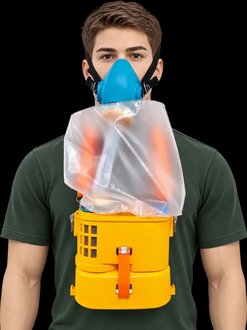 Illustrative model wearing Field O2 with olive clothing and clearly visible facial features